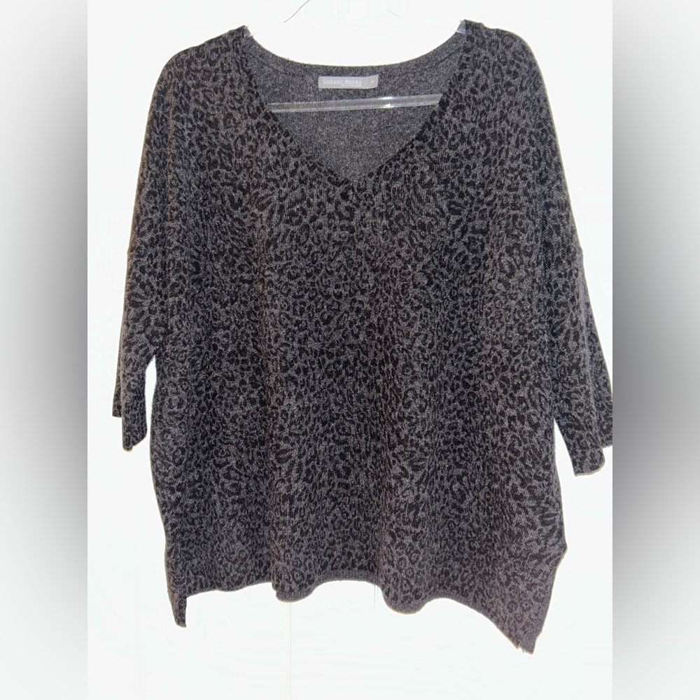 Gray and Black V-Neck Sweaters with Textured Knit